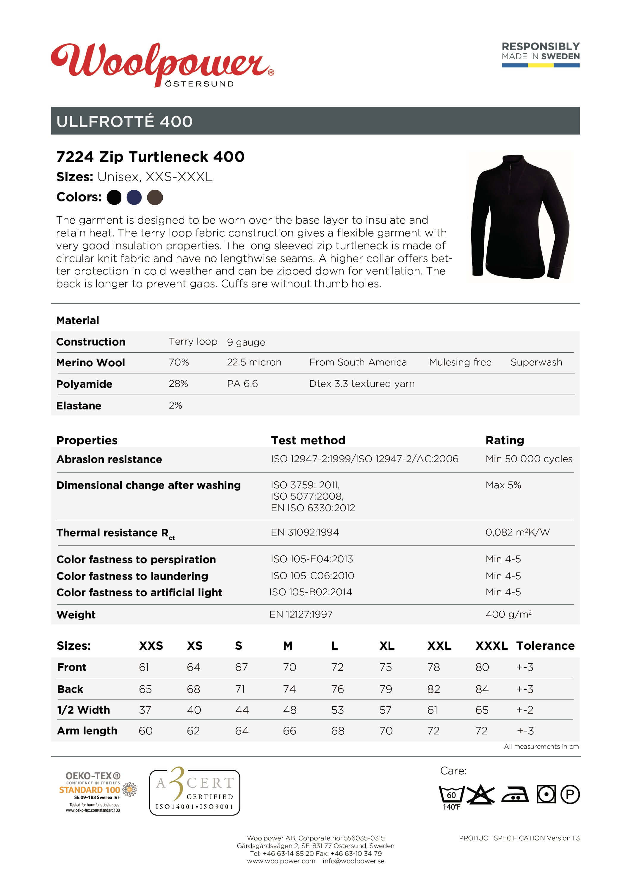 Das Woolpower Zip Turtleneck 400, Langarm Mid Layer für kalte Tage, erhältlich im Outdoor Online Shop FluxPerfect