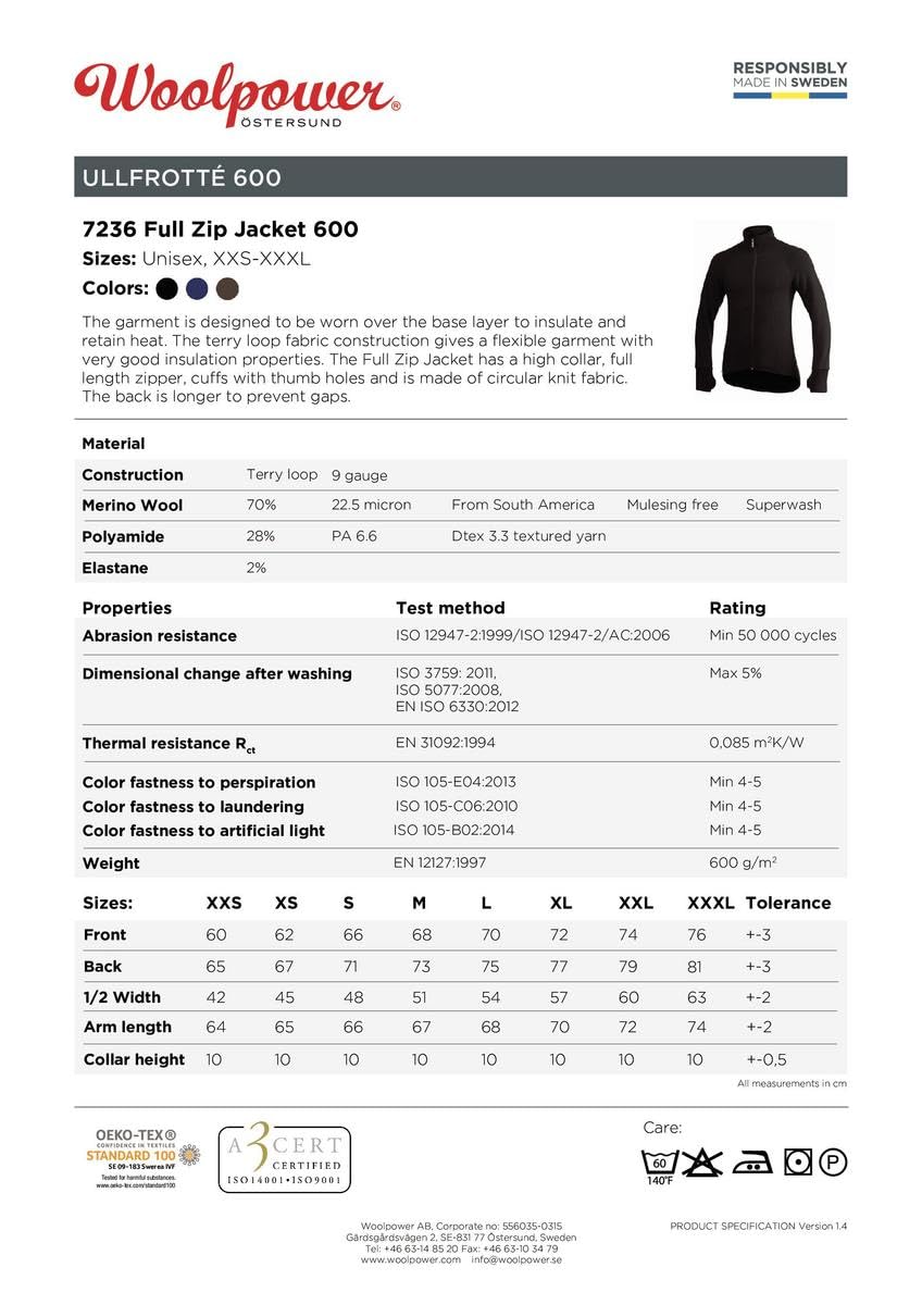 Fleecejacke – Woolpower – Full Zip Jacket 600