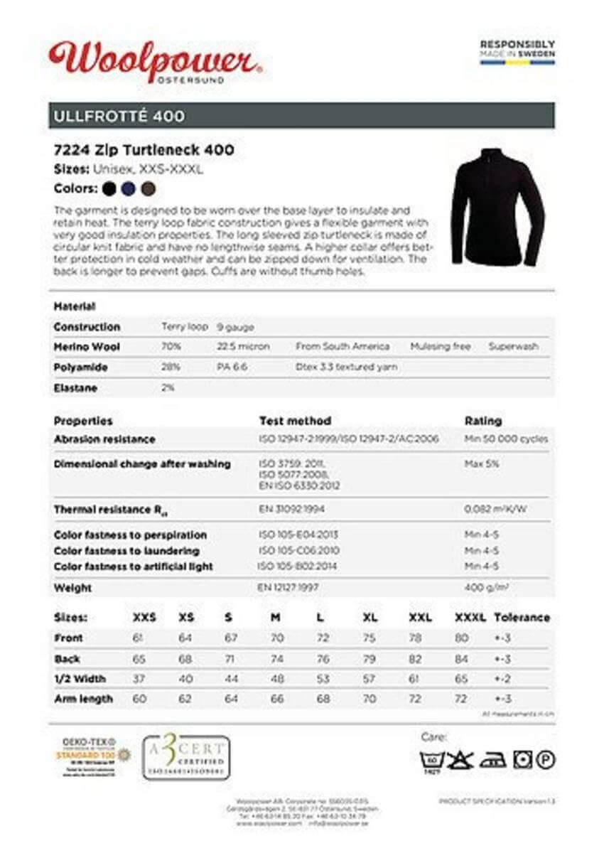 Merino Langarmshirt Unisex – Woolpower – Zip Turtleneck 400 – Woolpower – Bild 5