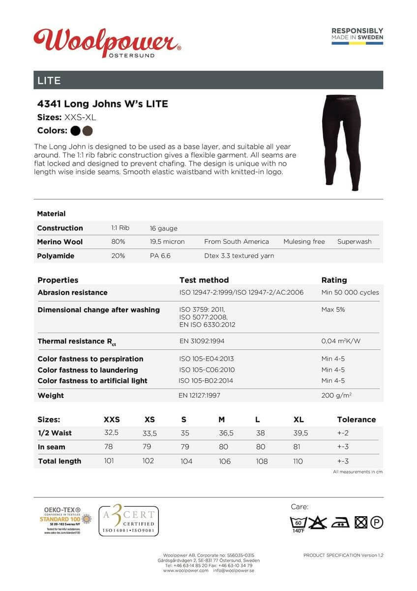 Woolpower Long Johns Lite Damen