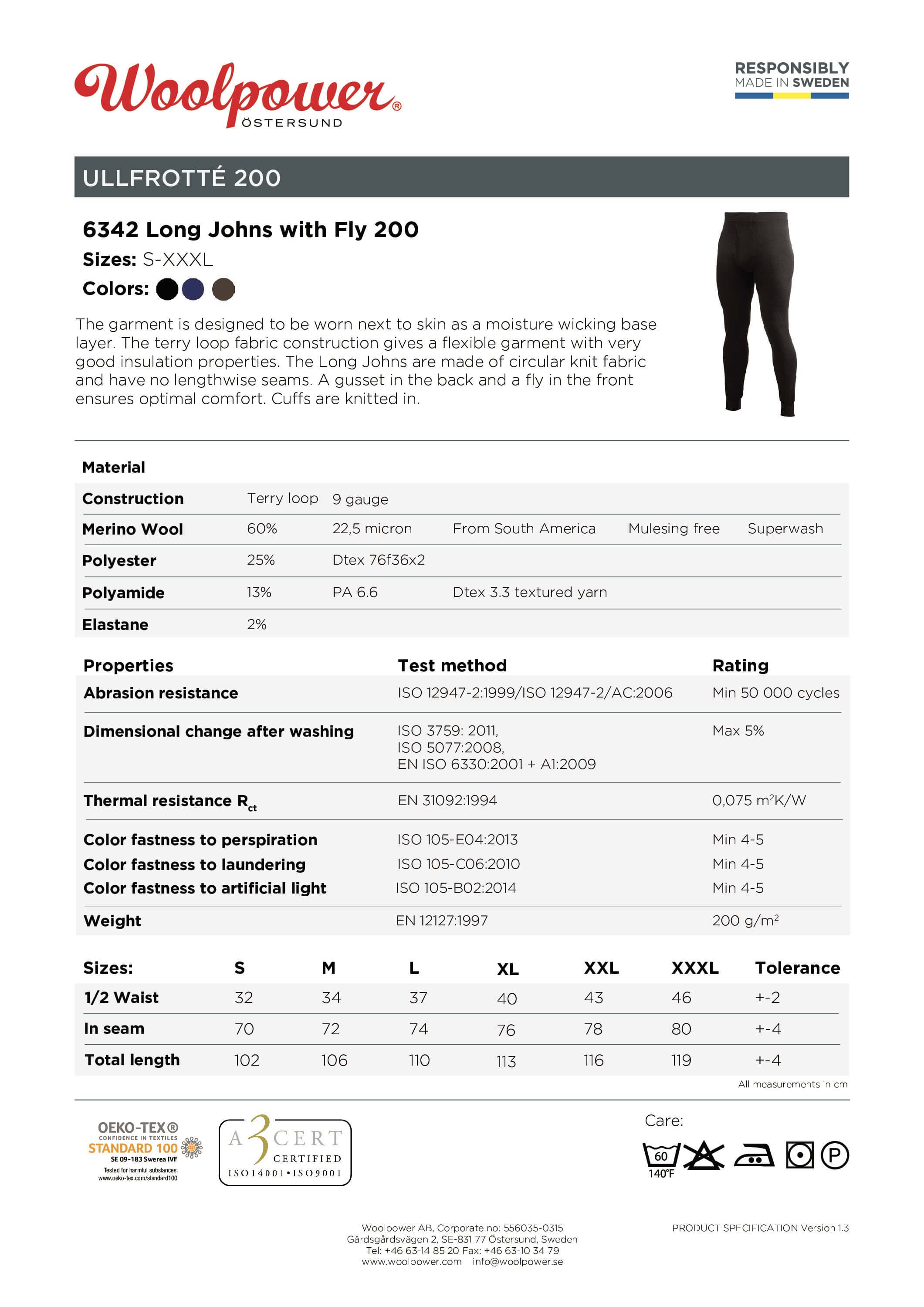 Die Woolpower Long Johns 200 with Fly, feine Merino Baselayer mit Eingriff, erhältlich im Outdoor Online Shop FluxPerfect