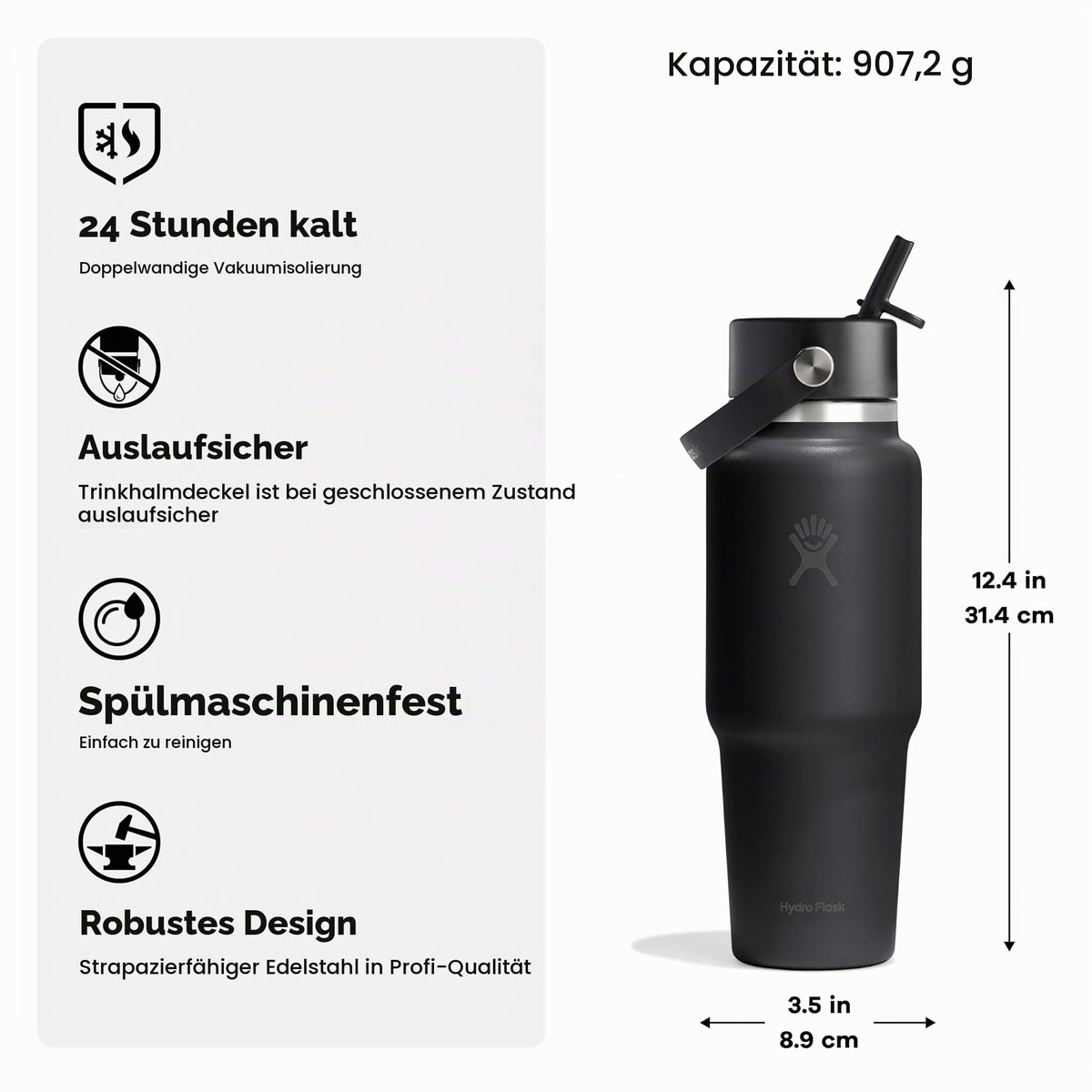Trinkflasche – Hydro Flask – Wide Flex Straw Travel Bottle
