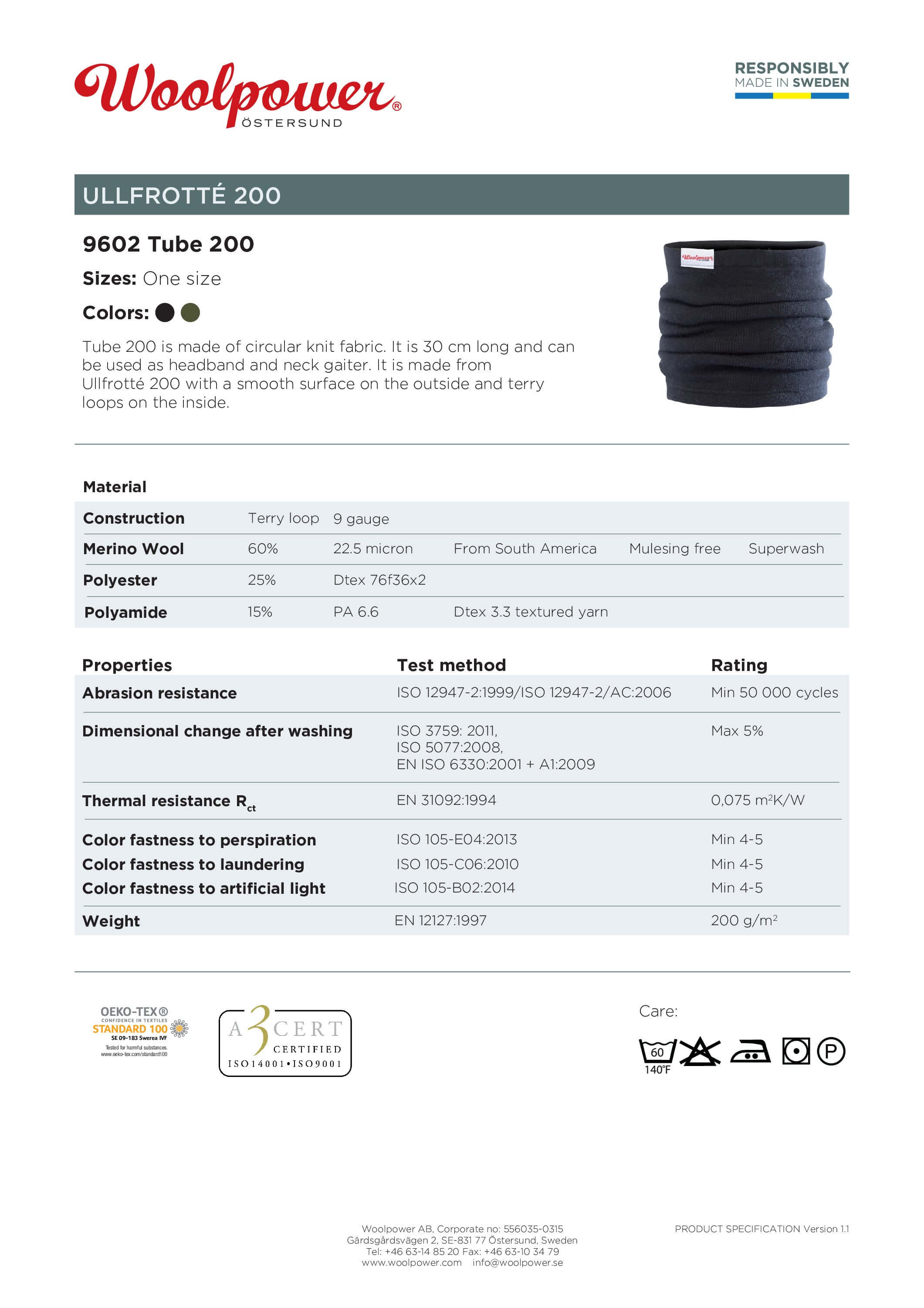 Die Woolpower Tube 200, ein Schlauchschal, der sich auch als Kopfschutz eignet, ideal für Winter und Alltag, erhältlich im Outdoor Online Shop FluxPerfect