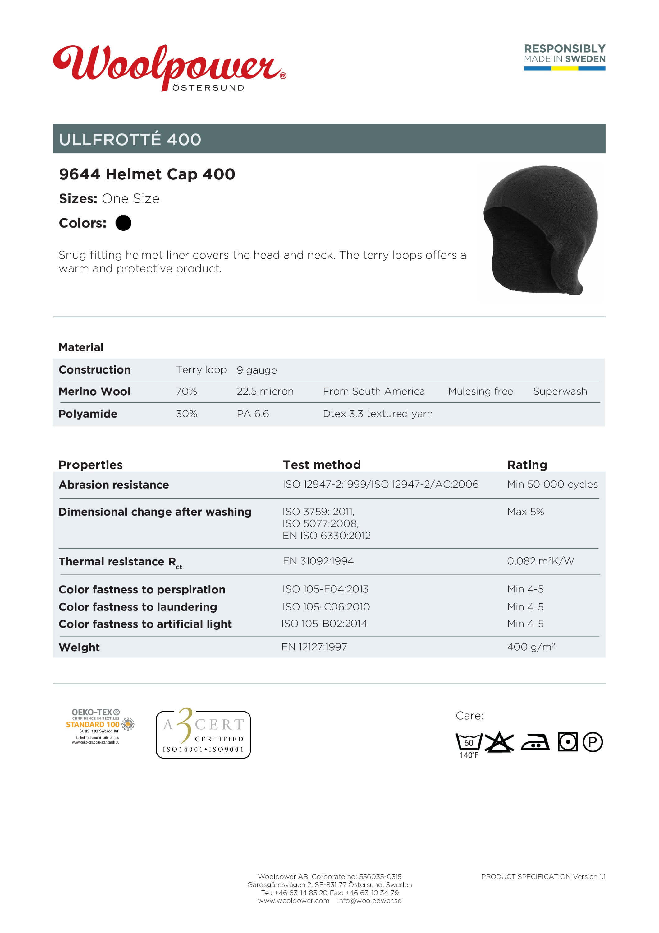 Die Woolpower Helmet Cap 400, eine Helmmütze, ideal für Arbeit und Sport im Winter, erhältlich im Outdoor Online Shop FluxPerfect
