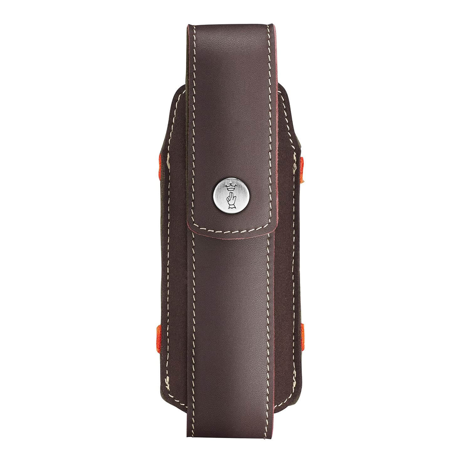 Hier sieht man die Hülle des Pilzmesser Opinel N°08 - sie ist aus Leder gefertigt und daher robust, ideal als Ergänzung zum Outdoor Equipment